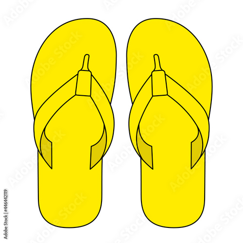 Blank Yellow Flip Flops Sandals Shoes Template Vector on White Background, Top View.