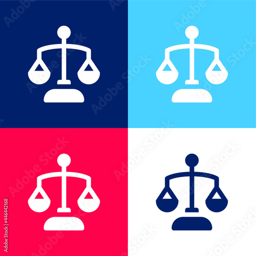 Balance Scale blue and red four color minimal icon set