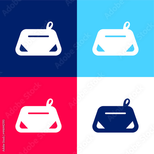 Beautician blue and red four color minimal icon set