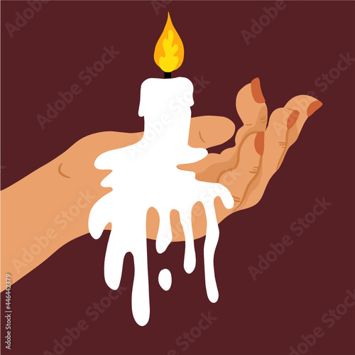 Candle melting in a hand