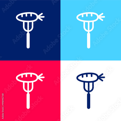 Baby Carrot On A Fork blue and red four color minimal icon set
