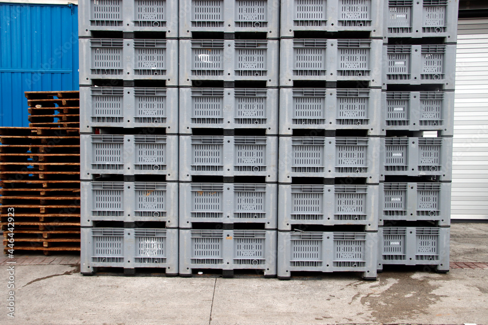 Boxes for storing fish pile in the harbor Boxes for storing fish pile in the harbor