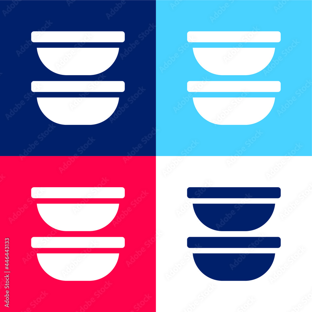 Bowl blue and red four color minimal icon set Bowl blue and red four color minimal icon set