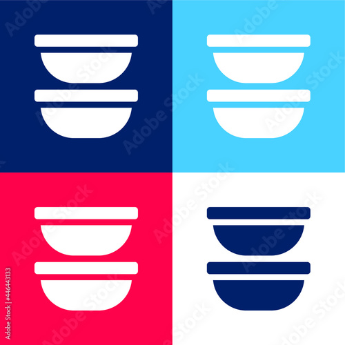 Bowl blue and red four color minimal icon set