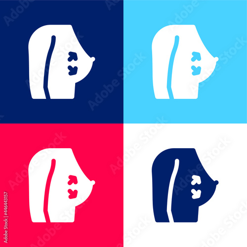 Breast blue and red four color minimal icon set