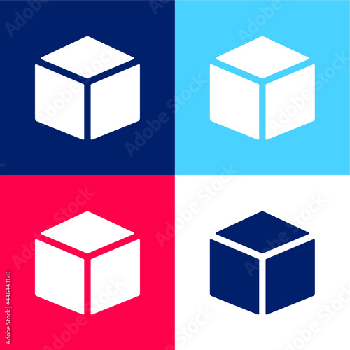 Box blue and red four color minimal icon set