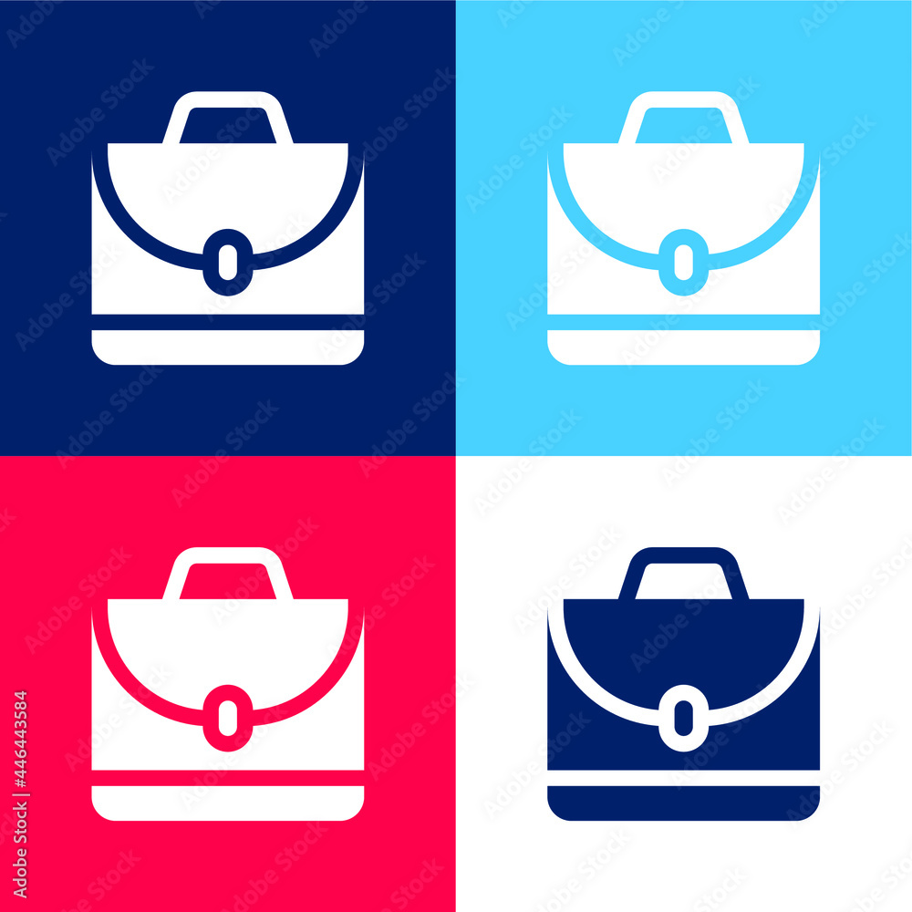 Briefcase blue and red four color minimal icon set Briefcase blue and red four color minimal icon set