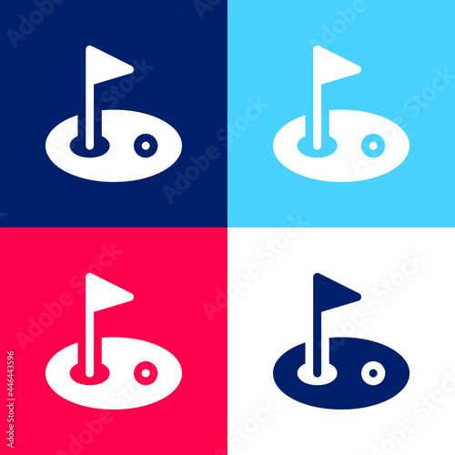 Birdie blue and red four color minimal icon set