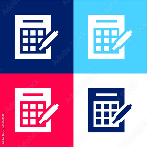 Bingo blue and red four color minimal icon set
