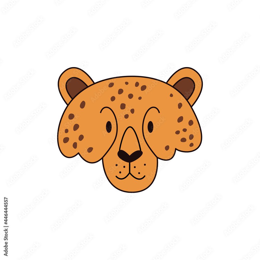 Cartoon cheetah head isolated. Colored vector illustration of a cheetah