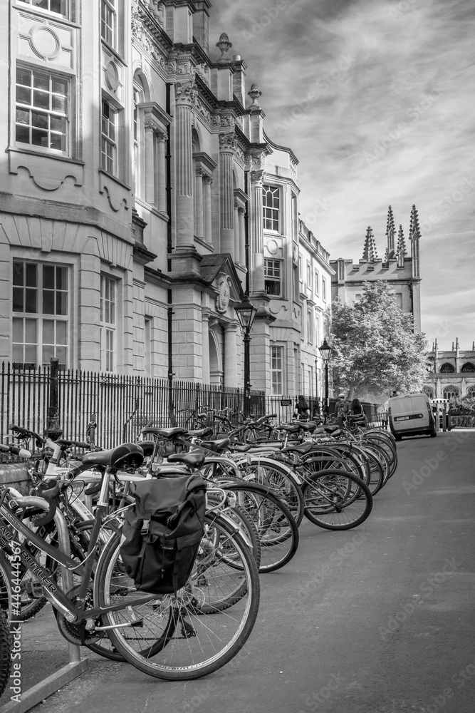 Row of bikes in Oxford vertical image