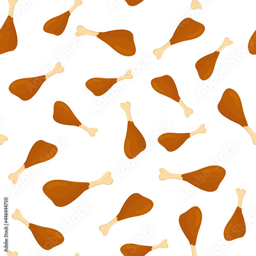 Chicken legs seamless pattern fast food. Chicken thighs.