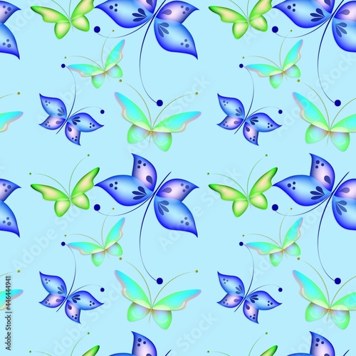Cheerful pattern with colorful butterflies. Regular seamless pattern.Seamless pattern  funny background.