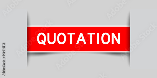 Label sticker red color in word quotation that inserted in gray background