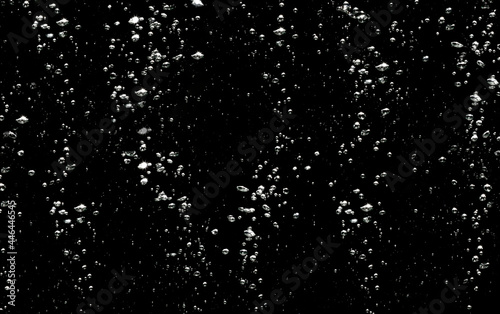 Air Bubbles Water Float Up on Black Background. 
