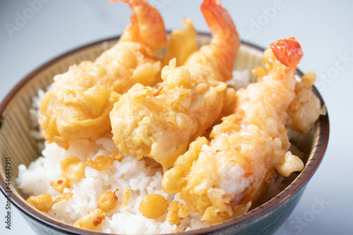 Shrimp Tempura in a Bowl with Steamed Rice
