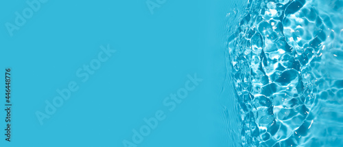 Top view of blue water Water waves in sunlight with copy space