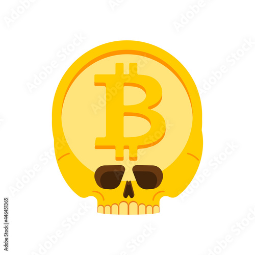 Bitcoin skull isolated. Cryptocurrency fever Symbol. vector illustration