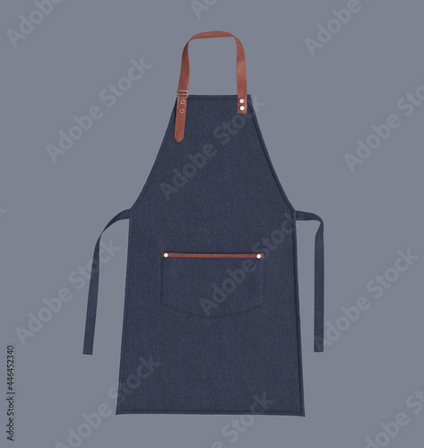 Blank leather aprons, apron mockup, clean apron, design presentation for print, 3d illustration, 3d rendering photo
