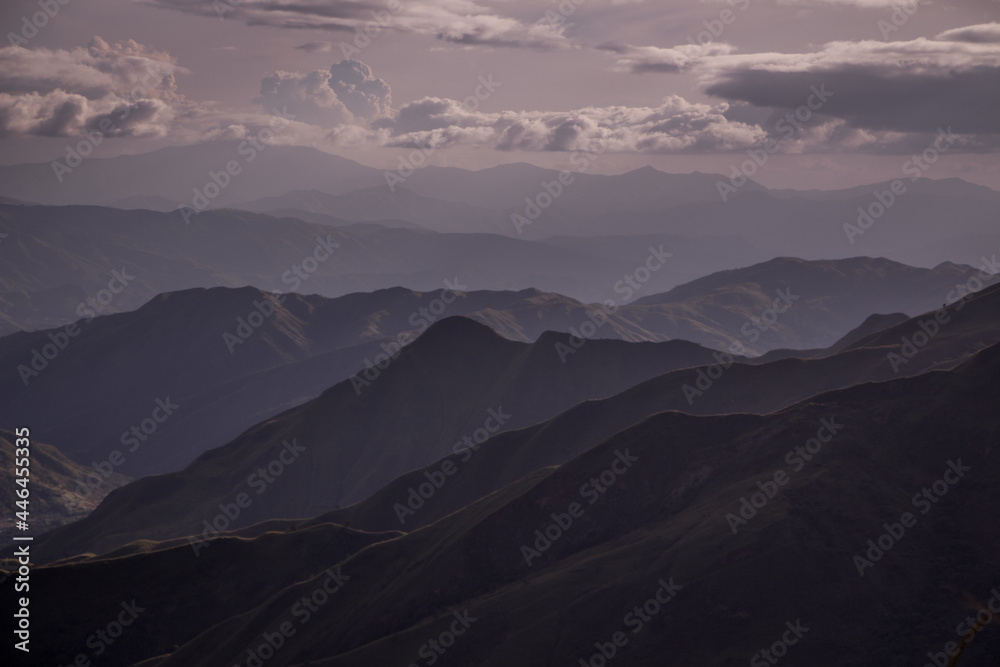 Fototapeta premium mountains valley and cloudy sky