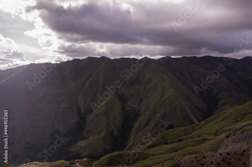 mountains valley and cloudy sky