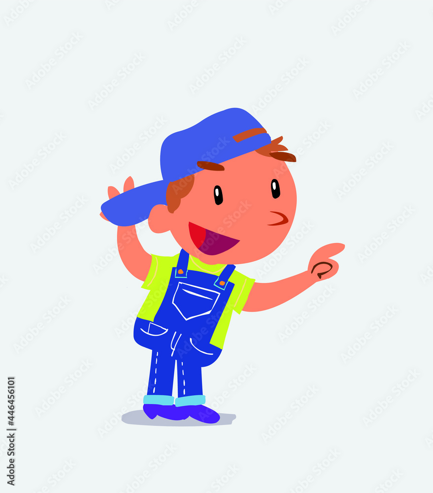  cartoon character of little boy on jeans pointing while arguing.