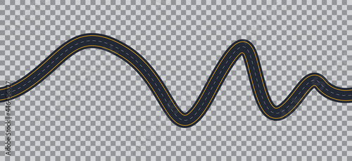 Seamless winding road isolated on a transparent background.
