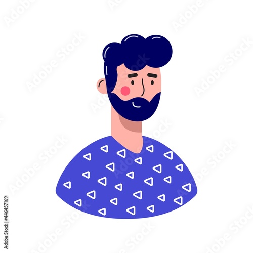 Men avatar character. Cheerful, happy people flat vector illustration. Male  portraits, group, team. Adorable guy trendy