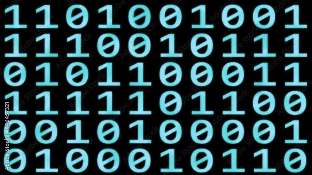 Loopable: Glowing teal-blue binary digital code abstract background with randomly changing zeros and ones. Loopable: Glowing teal-blue binary digital code abstract background with randomly changing zeros and ones.