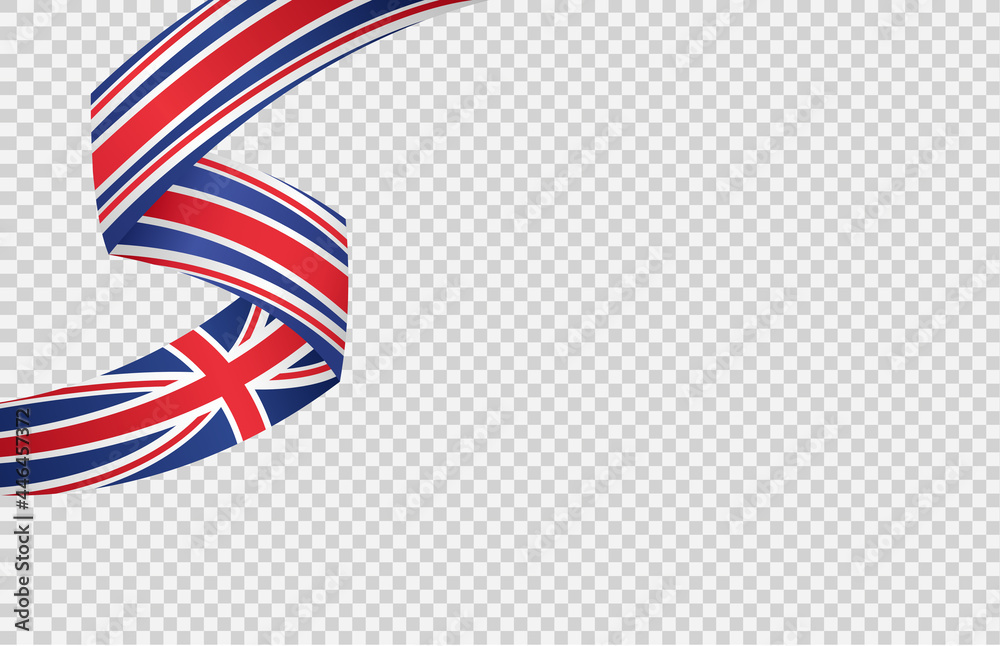 Obraz premium Waving flag of UK isolated on png or transparent background,Symbols of United Kingdom,Great Britain,template for banner,card,advertising ,promote, TV commercial, ads, web, vector illustration