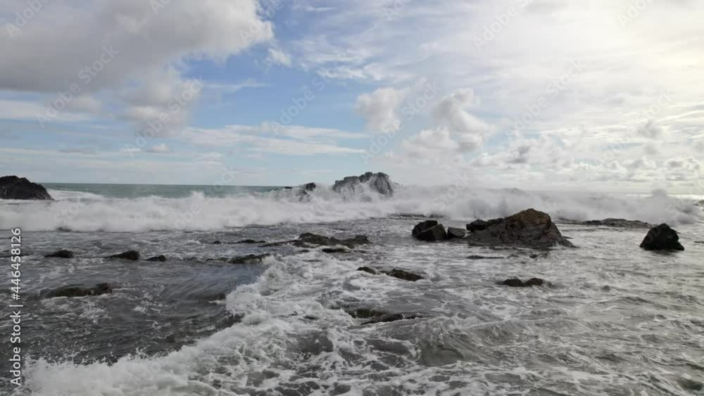 Waves crashing on rocks - Drone