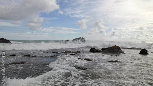 Waves crashing on rocks - Drone