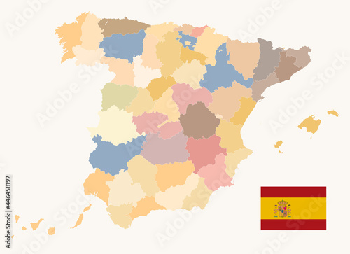 Political Map of Spain Old Colors