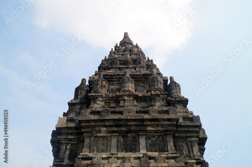 Historical building of the Prambanan temple with many beautiful reliefs  a place for historical tours for local and foreign tourists