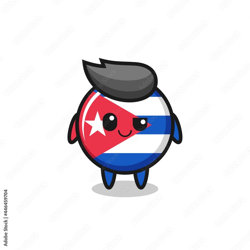 cuba flag badge cartoon with an arrogant expression