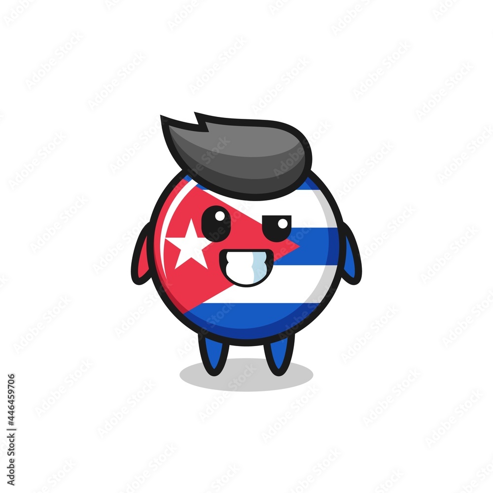 cute cuba flag badge mascot with an optimistic face