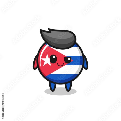 cuba flag badge cartoon with an arrogant expression