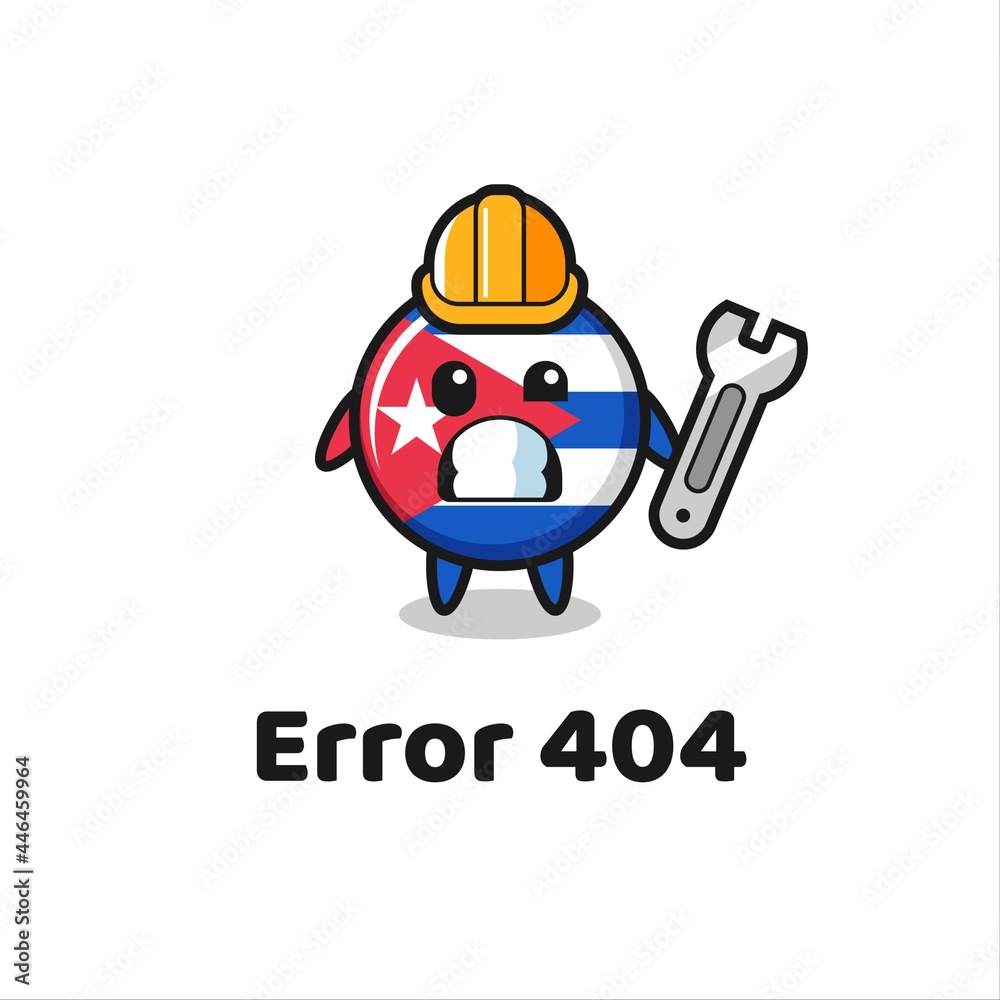 error 404 with the cute cuba flag badge mascot