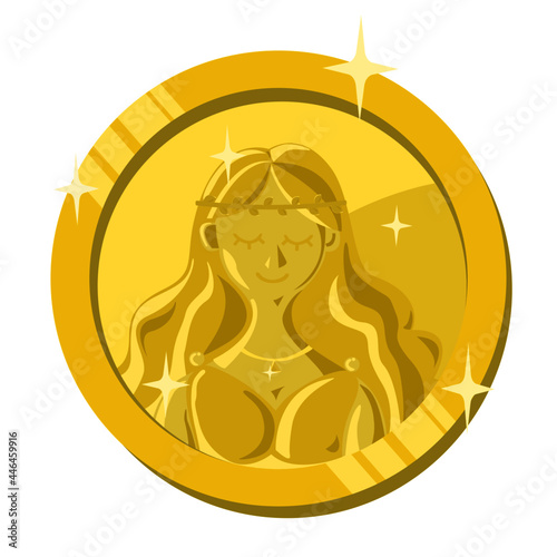 Golden coin on the white background. Vector finance design element.