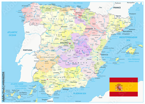 Spain Administrative Divisions Map and Roads