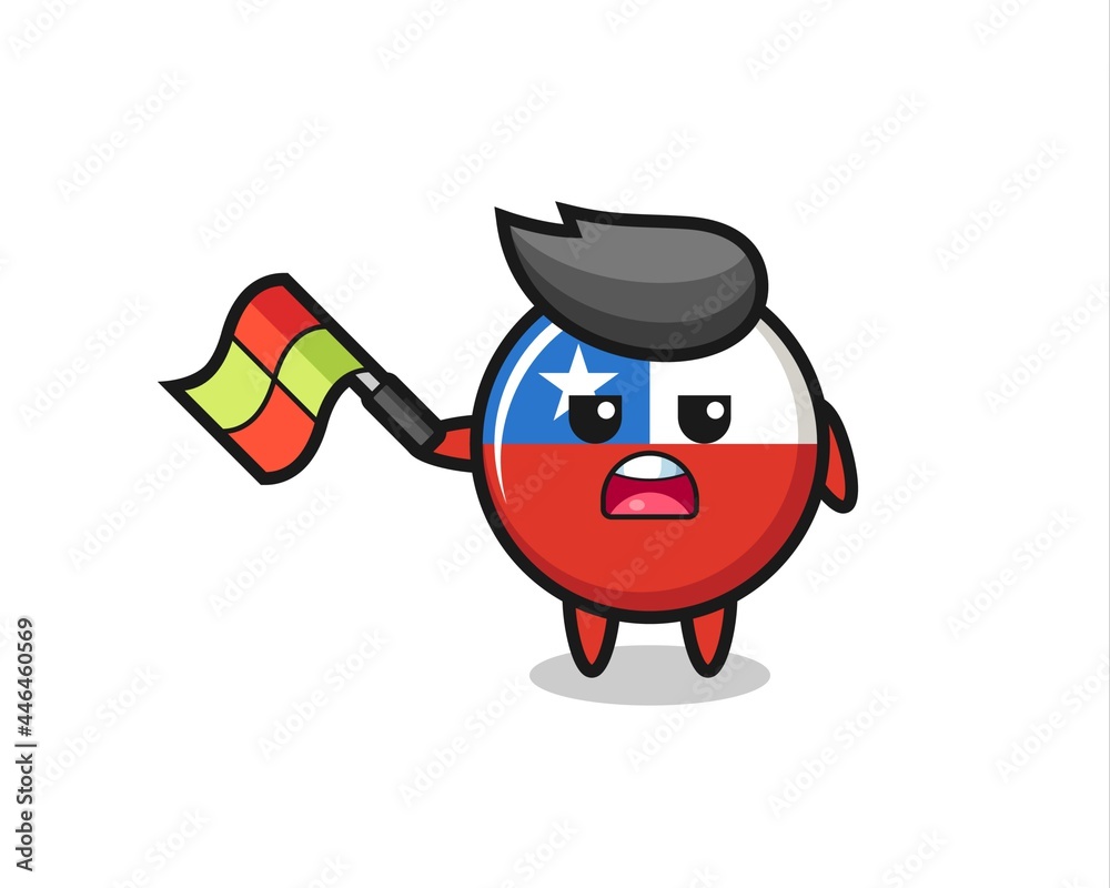 chile flag badge cartoon as the line judge hold the flag up at a 45 degree angle chile flag badge cartoon as the line judge hold the flag up at a 45 degree angle