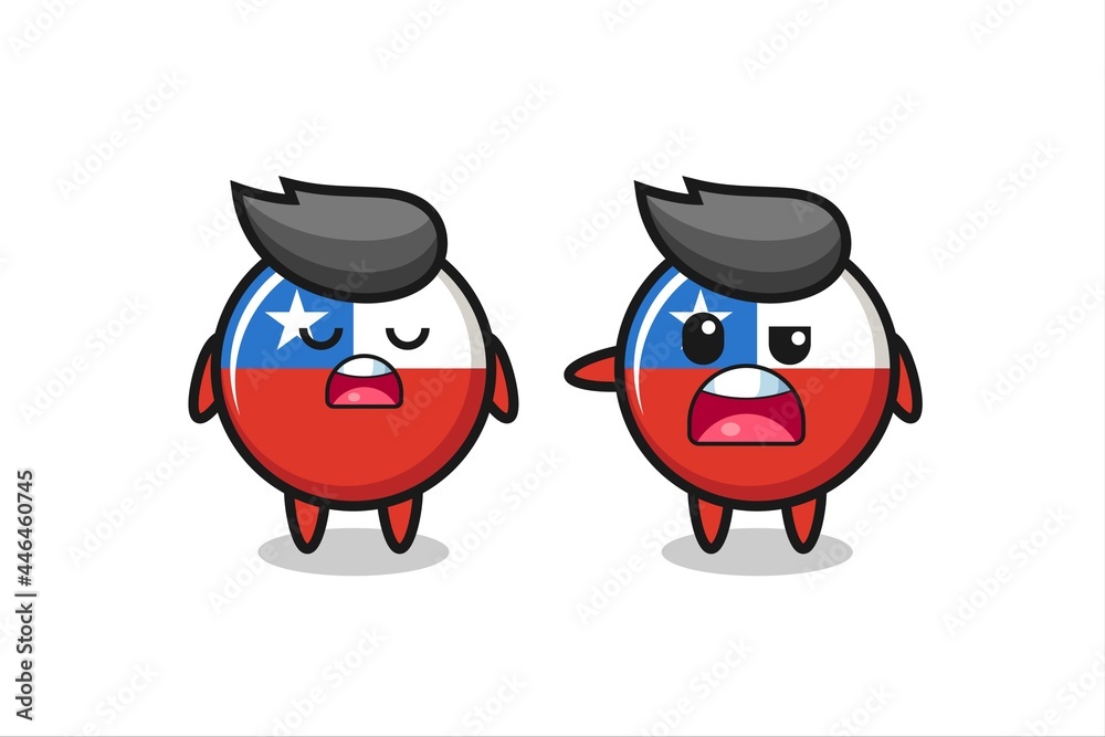 illustration of the argue between two cute chile flag badge characters