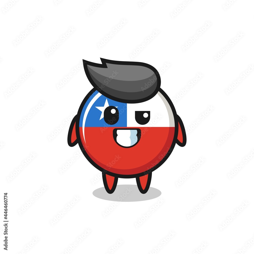 cute chile flag badge mascot with an optimistic face