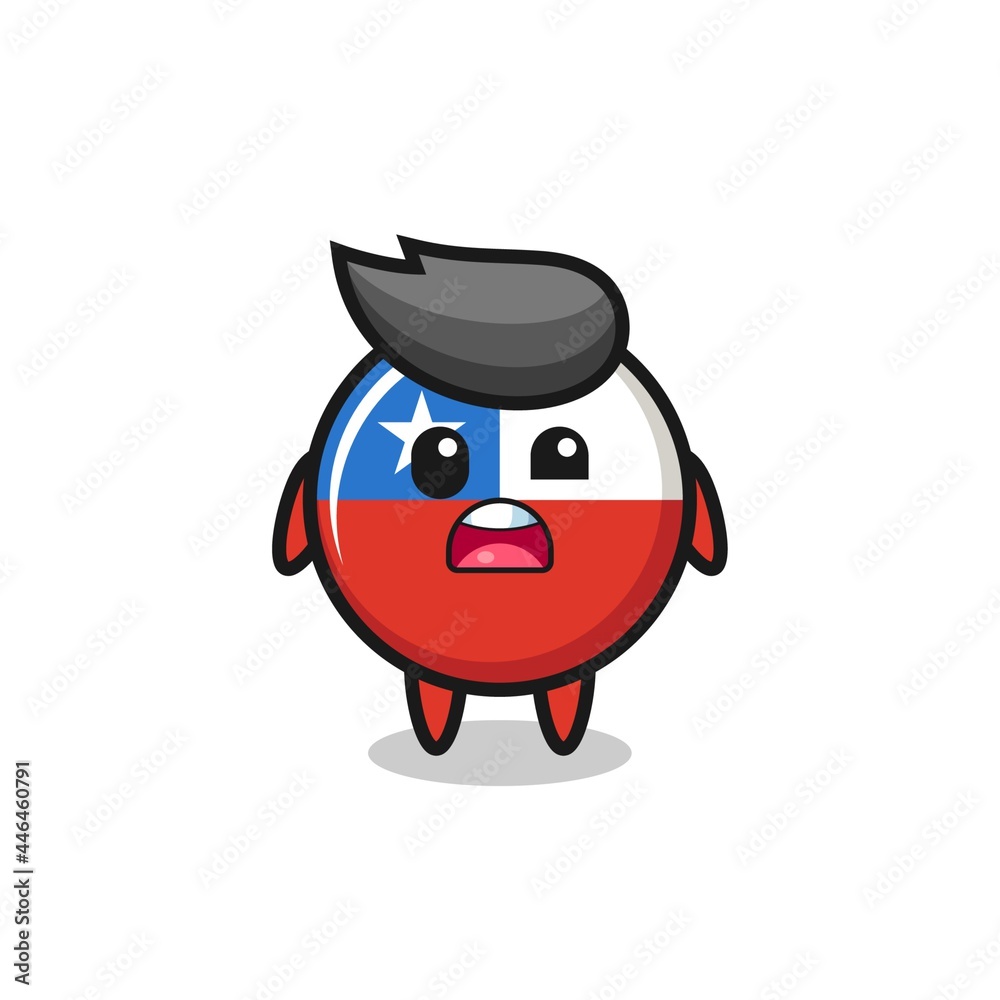 the shocked face of the cute chile flag badge mascot