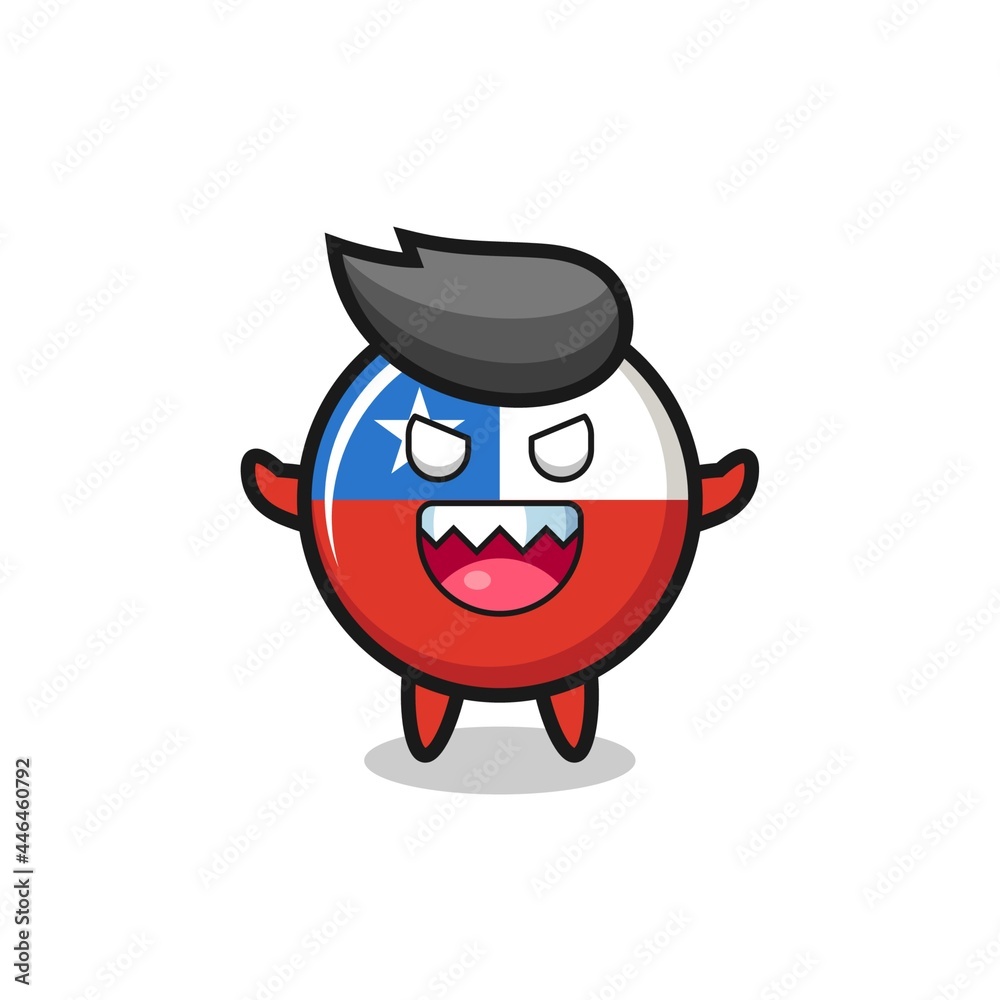illustration of evil chile flag badge mascot character