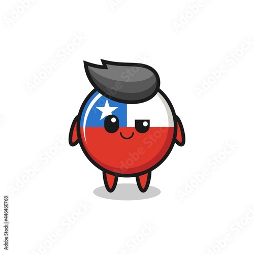 chile flag badge cartoon with an arrogant expression