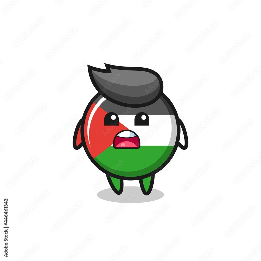 Obraz premium palestine flag badge illustration with apologizing expression, saying I am sorry