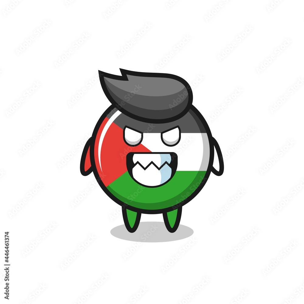 evil expression of the palestine flag badge cute mascot character evil expression of the palestine flag badge cute mascot character