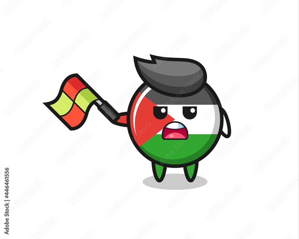 palestine flag badge cartoon as the line judge hold the flag up at a 45 degree angle palestine flag badge cartoon as the line judge hold the flag up at a 45 degree angle