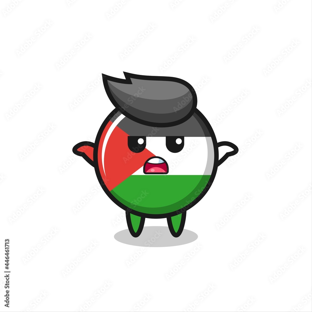 palestine flag badge mascot character saying I do not know